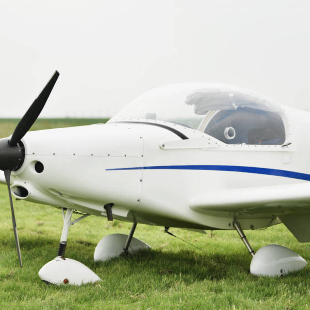 Mini airplane at the airfield